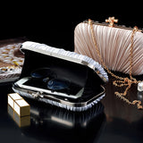 Glitter Pleated Evening Bag Chain Clutch Purse for Women Wedding Party