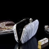 Glitter Pleated Evening Bag Chain Clutch Purse for Women Wedding Party