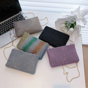 Women Wedding Party Rhinestones Shoulder Bags Clutch Phone Pouch