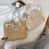 Women Straw Shoulder Bag Large Capacity Stylish Tote Handbag