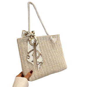 Women Straw Shoulder Bag Large Capacity Stylish Tote Handbag