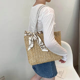 Women Straw Shoulder Bag Large Capacity Stylish Tote Handbag