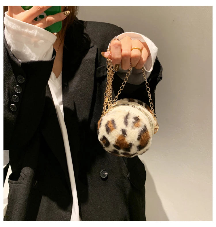 Leopard Pattern Ball Bag Single Shoulder Coin Purse