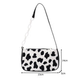 Winter Plush Handbag Animal Printed Chain Shoulder Underarm Bag