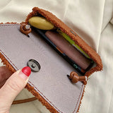 Winter Lambswool Shoulder Bag Butterfly Appliques Cross Body Handbag