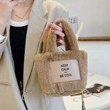 Plush Winter Shoulder Bag Soft Furry Handbag Large Tote