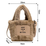 Plush Winter Shoulder Bag Soft Furry Handbag Large Tote