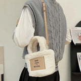 Plush Winter Shoulder Bag Soft Furry Handbag Large Tote