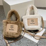 Plush Winter Shoulder Bag Soft Furry Handbag Large Tote