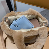 Plush Winter Shoulder Bag Soft Furry Handbag Large Tote