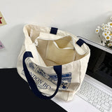 London Bookshop Print Canvas Handbag for Women