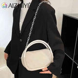 Women Handbags Solid Oxford Cloth Underarm Bags Chain Female Small Tote