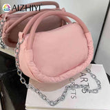 Women Handbags Solid Oxford Cloth Underarm Bags Chain Female Small Tote