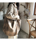 Women's Vintage Plaid Tote Bag - Large Capacity Handbag