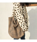 Women's Vintage Plaid Tote Bag - Large Capacity Handbag