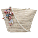 Women Woven Ribbon Shoulder Bag Ladies Beach Vacation Crossbody Bags