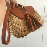 Women Woven Shoulder Bag Beach Travel Satchel Bags