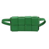 Women Woven Shoulder Bag PU Leather Solid Fanny Pack Messenger Bag