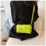 Women Woven Shoulder Bag PU Leather Solid Fanny Pack Messenger Bag