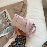 Women Woven Shoulder Bag PU Leather Solid Fanny Pack Messenger Bag