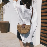 Women Straw Crossbody Bag Rattan Clutch Handbag