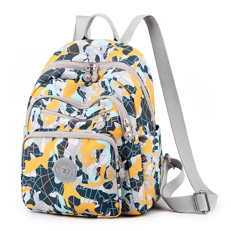 Women's Multi-functional Graffiti Travel Backpack Waterproof Nylon Shoulder Bag