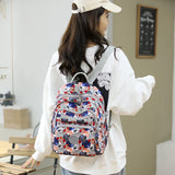 Women's Multi-functional Graffiti Travel Backpack Waterproof Nylon Shoulder Bag