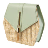 Bohemia Shoulder Bag Zip Crossbody Bag Diamond Straw Handbag