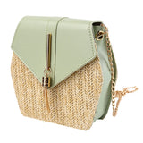 Bohemia Shoulder Bag Zip Crossbody Bag Diamond Straw Handbag