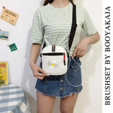 Women Zipper Daisy Canvas Crossbody Messenger Bag