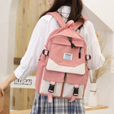 Women Backpack Teenage Girls Schoolbag Double Front Pocket Mochilas Waterproof N