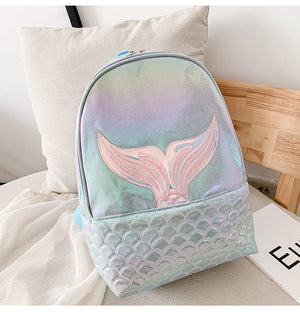 Mermaid Pattern Holographic Backpack Travel School Bags