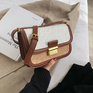 Women Small Square Bag Winter Shoulder Messenger Bag