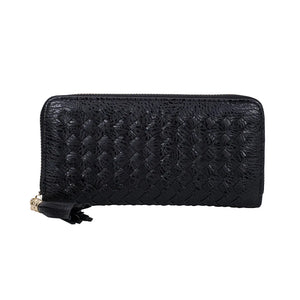 Handwoven Long Zipper Wallet for Women, Temperament Clutch Bag