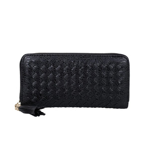 Handwoven Long Zipper Wallet for Women, Temperament Clutch Bag