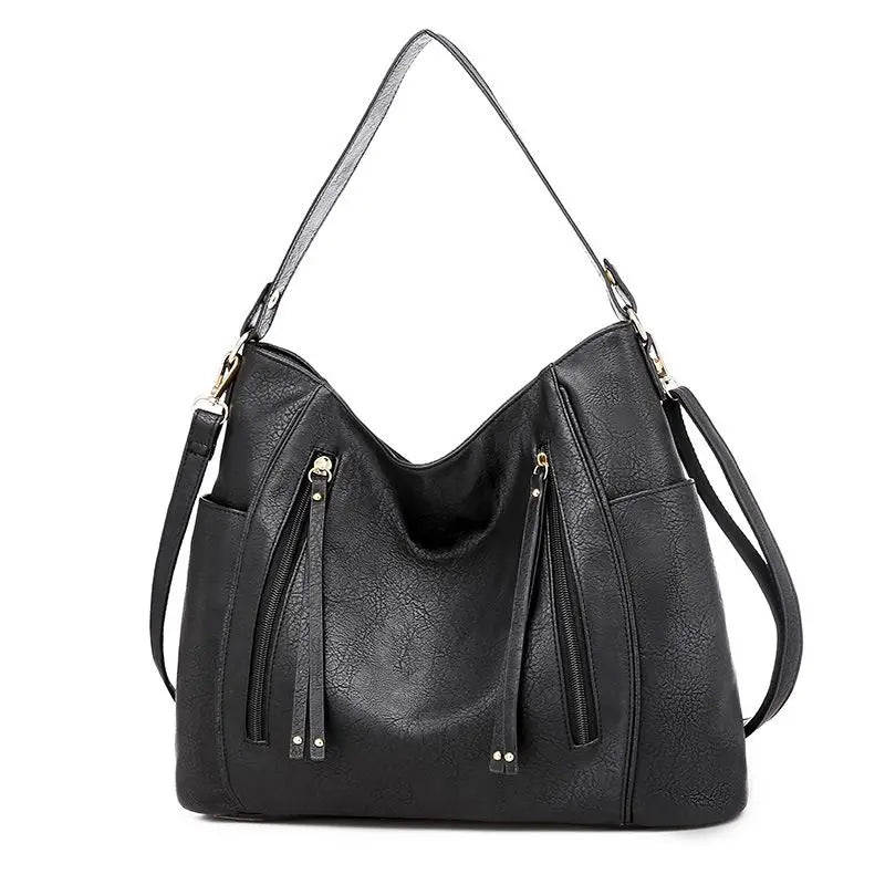 Oil Wax Leather Handbags with Purse Pocket - Women's Messenger Bag