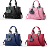 PU Leather Handbags Ladies Shoulder Bags Female Crossbody Bag with Hair Ball Pen