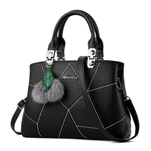 PU Leather Handbags Ladies Shoulder Bags Female Crossbody Bag with Hair Ball Pen