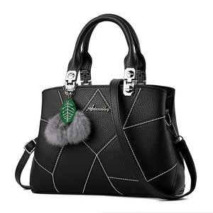 PU Leather Handbags Ladies Shoulder Bags Female Crossbody Bag with Hair Ball Pen