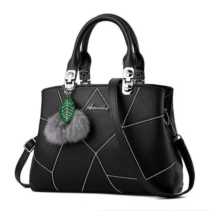 PU Leather Handbags Ladies Shoulder Bags Female Crossbody Bag with Hair Ball Pen