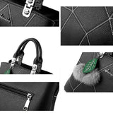 PU Leather Handbags Ladies Shoulder Bags Female Crossbody Bag with Hair Ball Pen