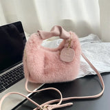 High-End Wool Furry Lunch Box Bag for Women