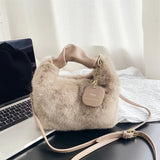 High-End Wool Furry Lunch Box Bag for Women