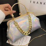 Women Silver Green Shoulder Bag Handbags and Purses with Chain