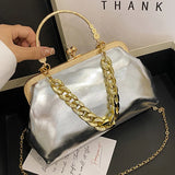 Women Silver Green Shoulder Bag Handbags and Purses with Chain