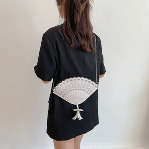 Women's Tassel Shoulder Bag with Chain - Summer Shell Bag