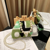 Faux Fur Crossbody Bag Small Flap Shoulder Messenger Bag Women