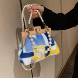 Faux Fur Crossbody Bag Small Flap Shoulder Messenger Bag Women