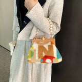 Faux Fur Crossbody Bag Small Flap Shoulder Messenger Bag Women