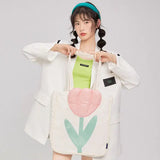Women Nylon Flower Canvas Tote Handbag Female Cloth Shoulder Bags